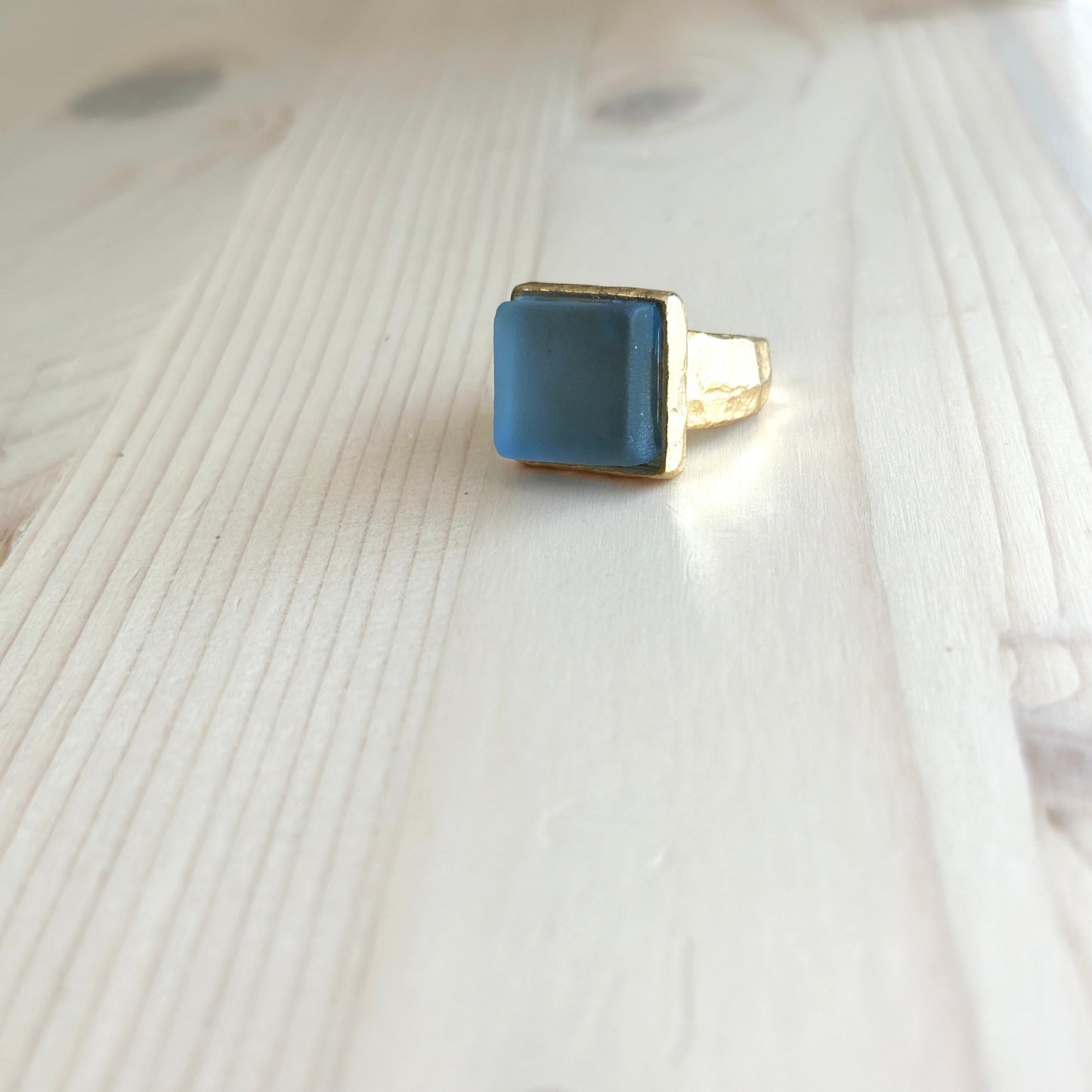Gold Periwinkle Glass Ring
