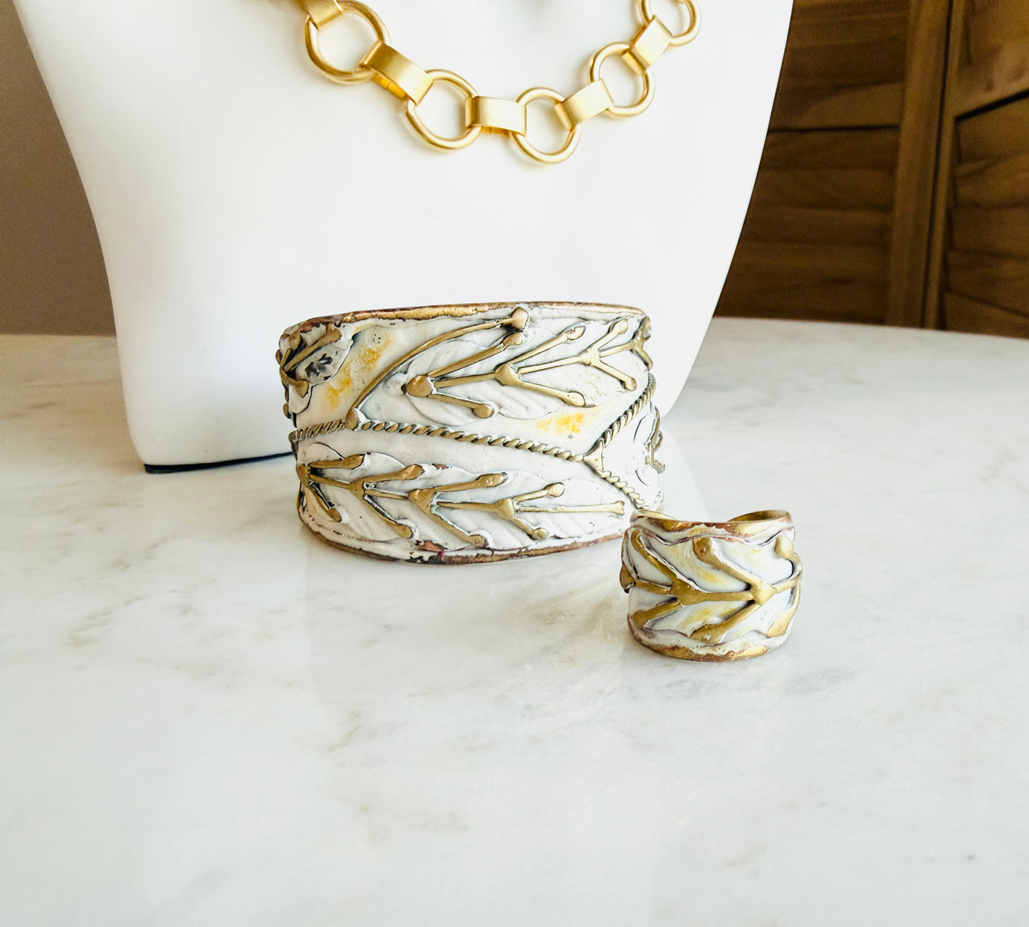Rustic White Patina Ring