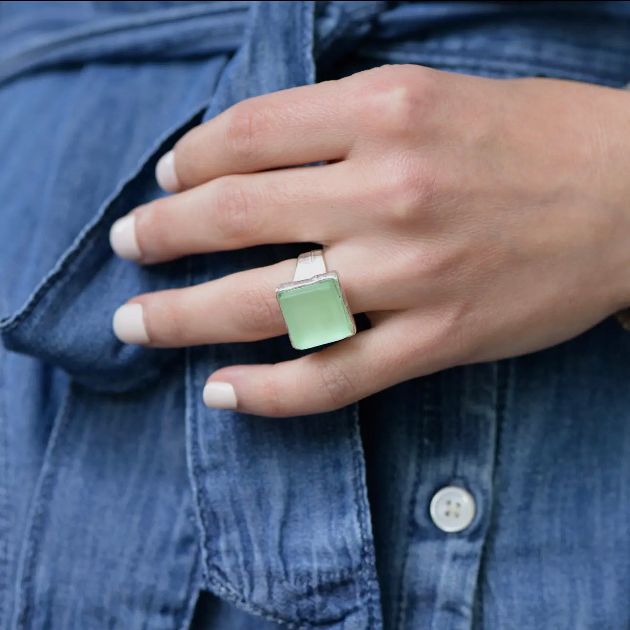 Silver Antique Glass Ring