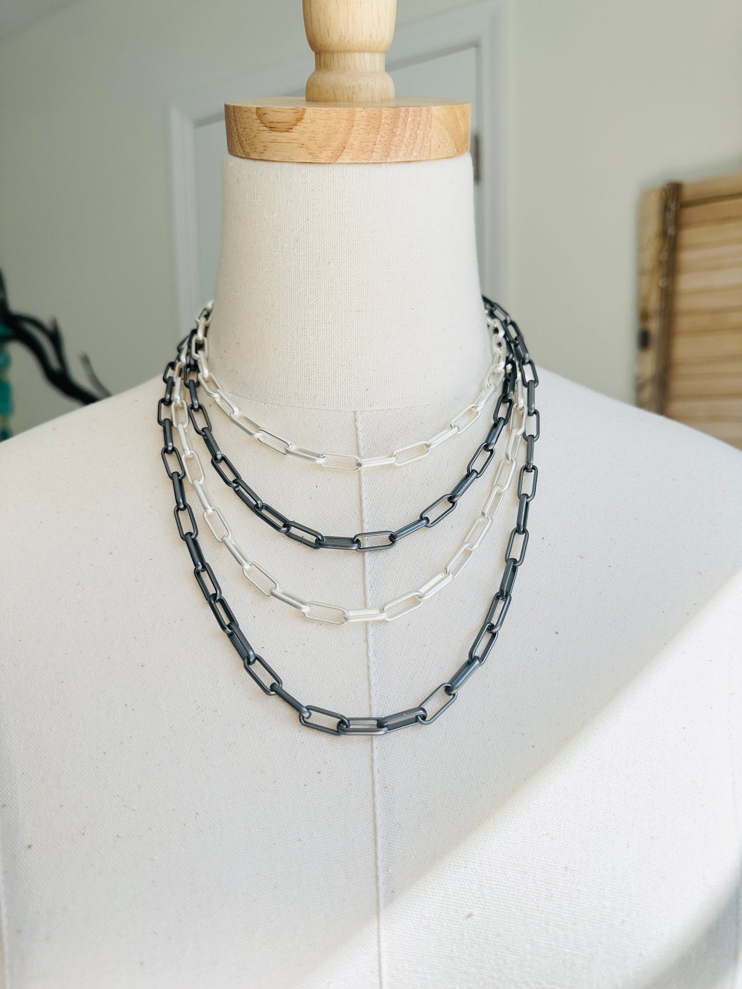 Dyan Necklace Handcrafted by BluEyed Horse in the USA on mannequin display