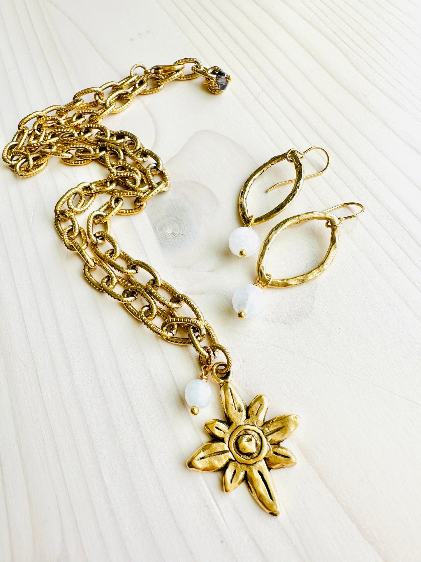 Landon Earrings-White Moonstone