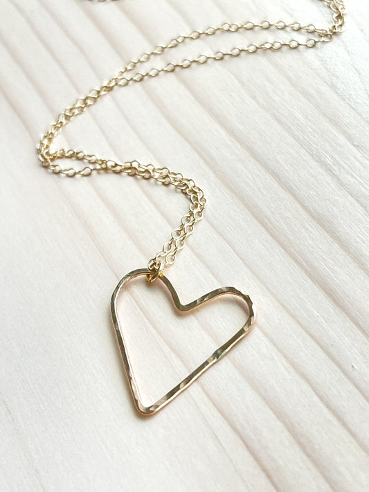 Gold Floating Heart Necklace