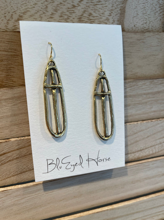 Gold Roman Cross Earrings