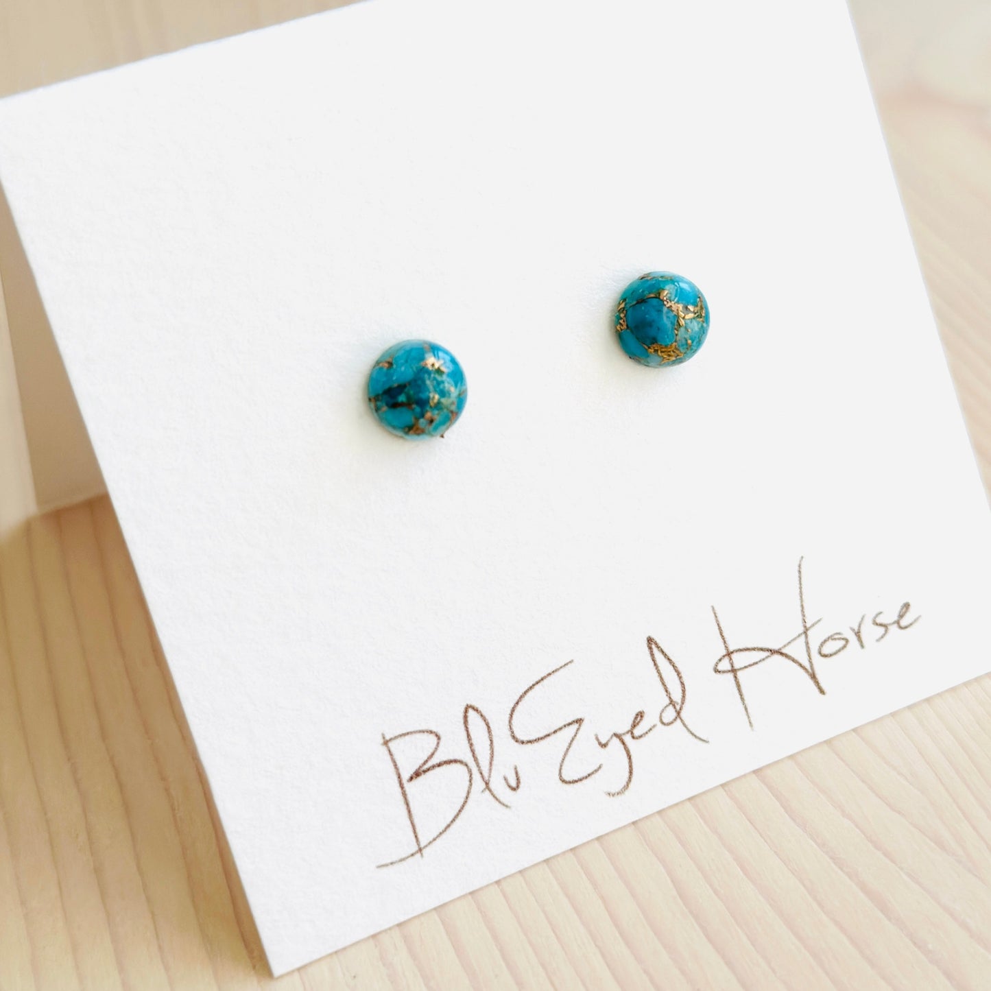 Copper Turquoise Stud Earrings