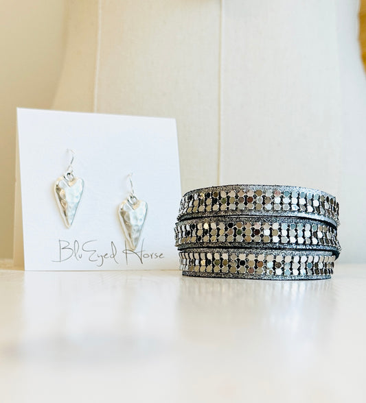 Twilight Wrap Bracelet and heart shaped earrings Handmade in the USA