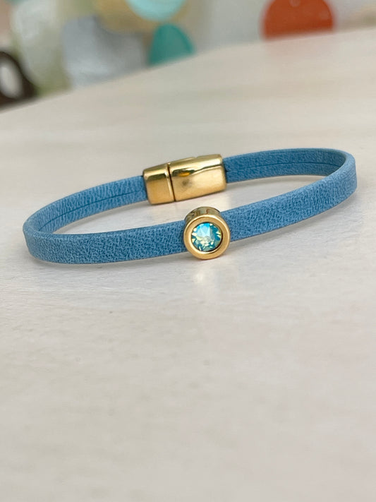 Mini Denim Bracelet on table