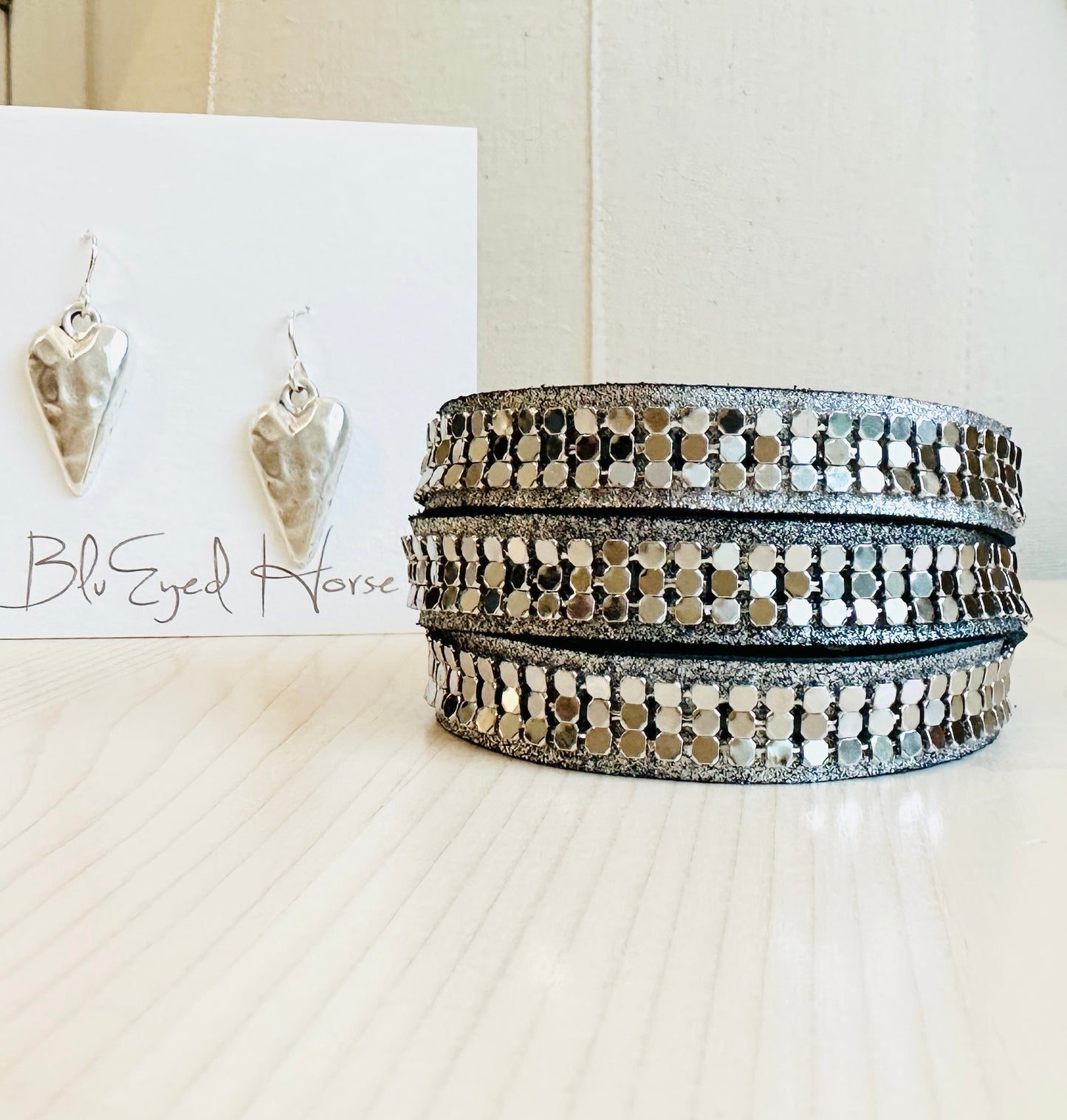 Twilight Wrap Bracelet with heart shaped earrings that areHandmade in the USA