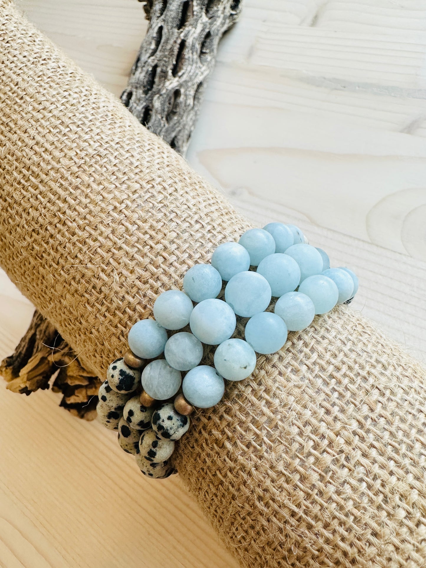 Multi Colored Stone Bracelets with black spots Handmade in the USA