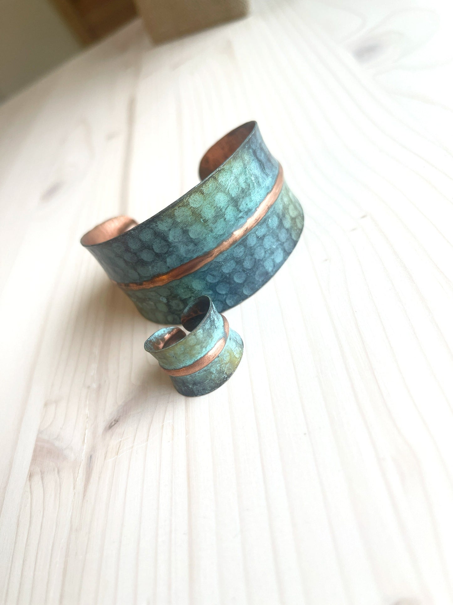 Handmade copper bracelet and ring