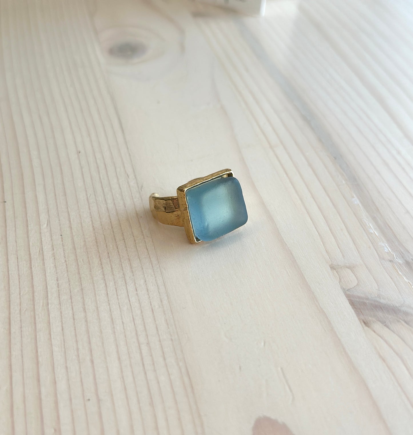 Gold Periwinkle Glass Ring