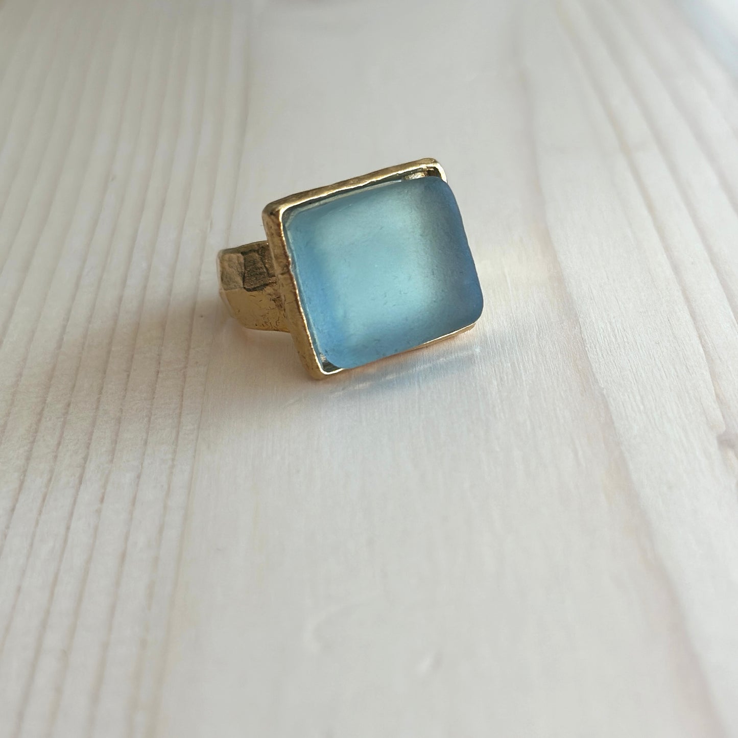 Gold Periwinkle Glass Ring