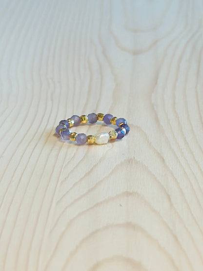 Gemstone & Pearl Stretch Ring