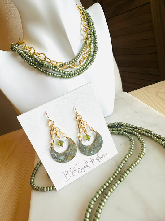 Beaded Wrap Necklace/Bracelet-Olive