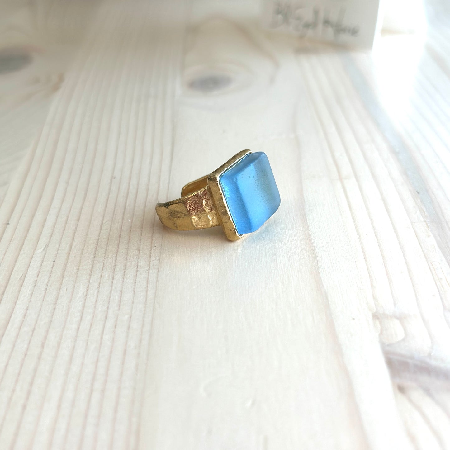 Gold Periwinkle Glass Ring