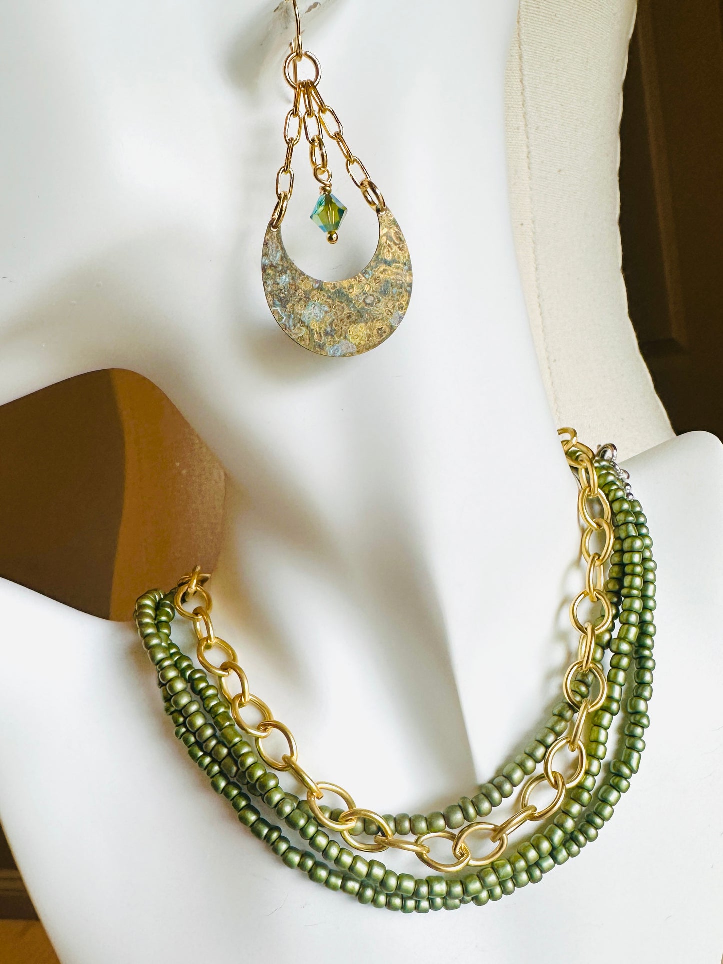 Beaded Wrap Necklace/Bracelet-Olive