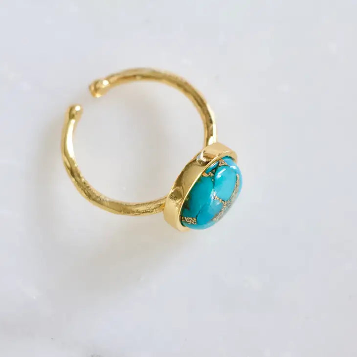 Copper Turquoise Adjustable Ring