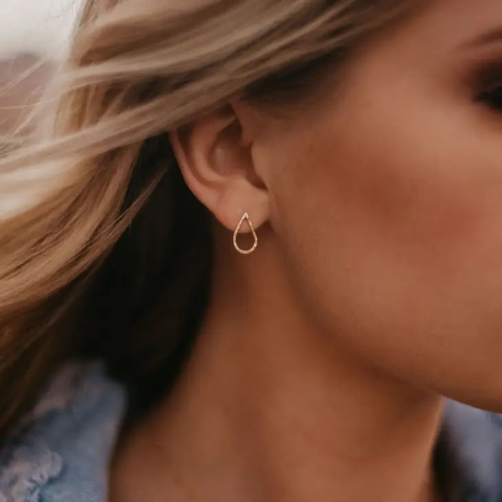 Teardrop stud earrings gold online