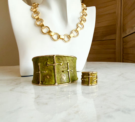 Green Cross Patina Ring