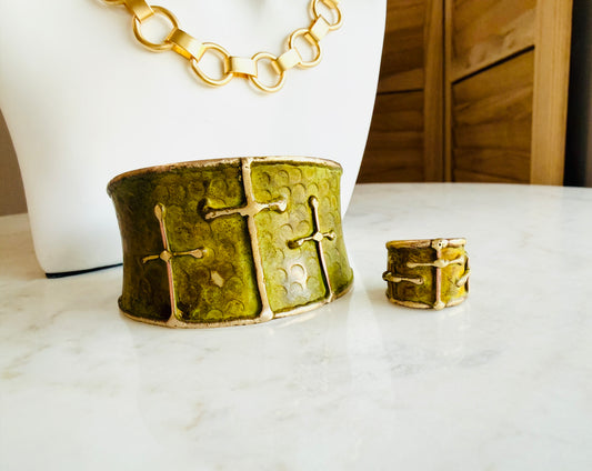 Green Cross Patina Cuff