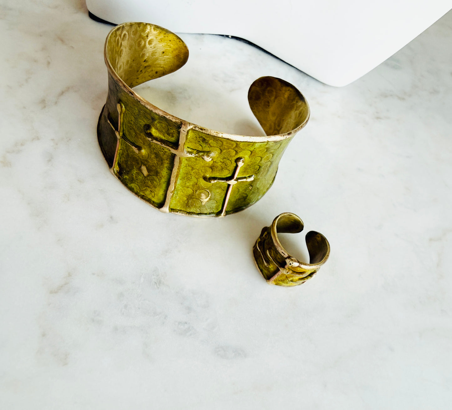 Green Cross Patina Ring