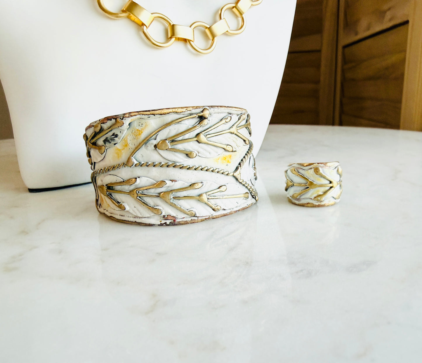 Rustic White Patina Ring