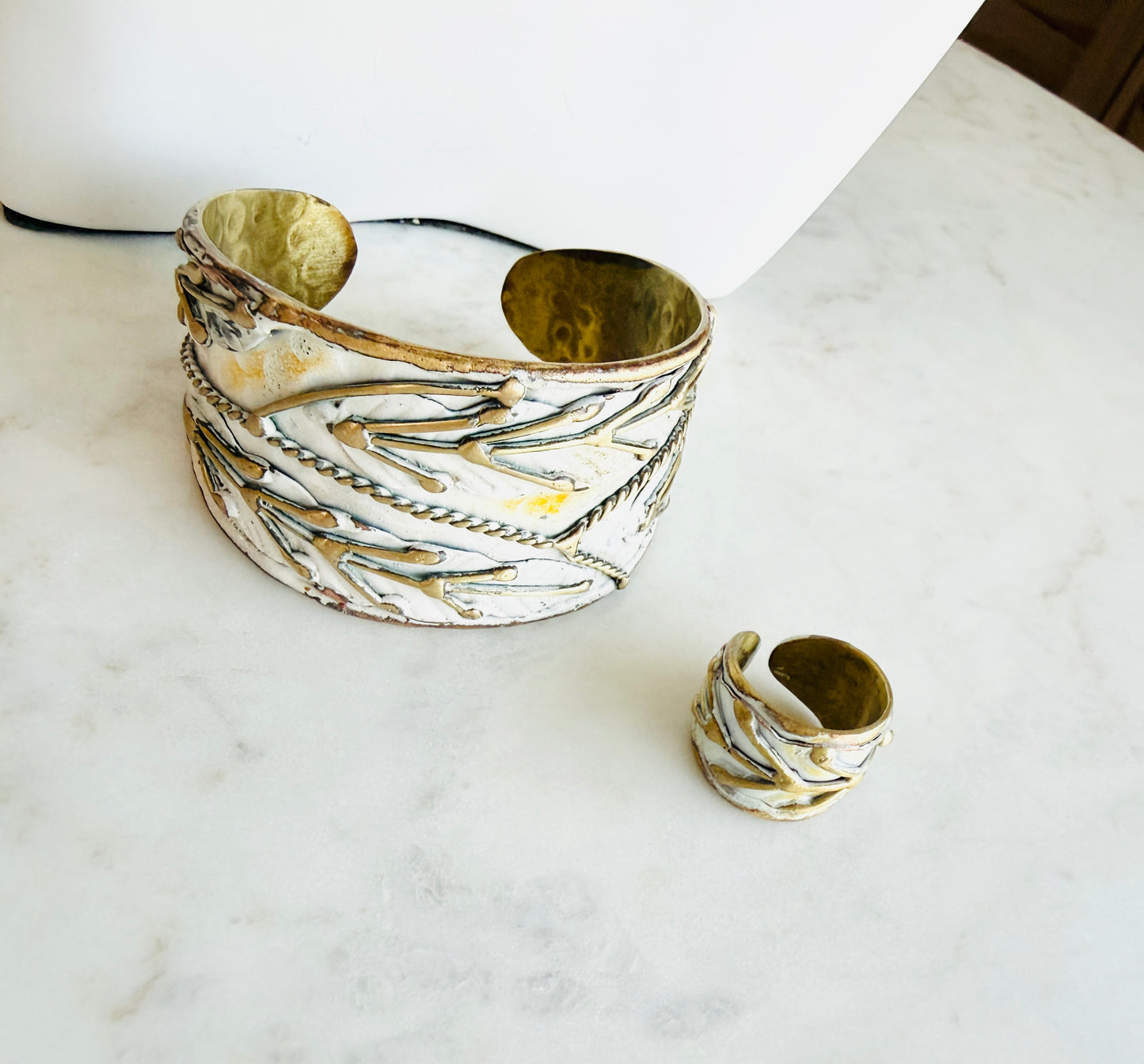 Rustic White Patina Ring