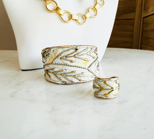 Rustic White Patina Cuff