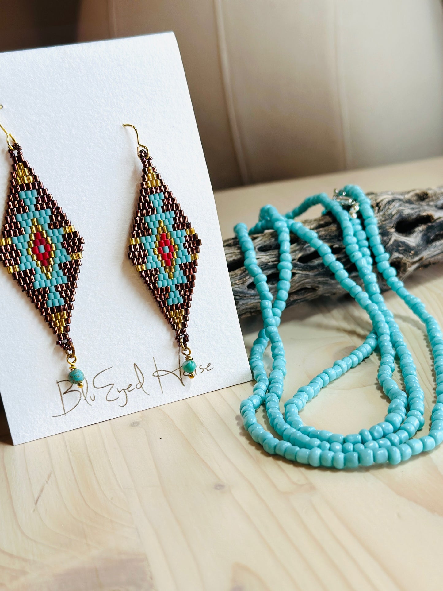 Beaded Wrap Necklace/Bracelet- Turquoise