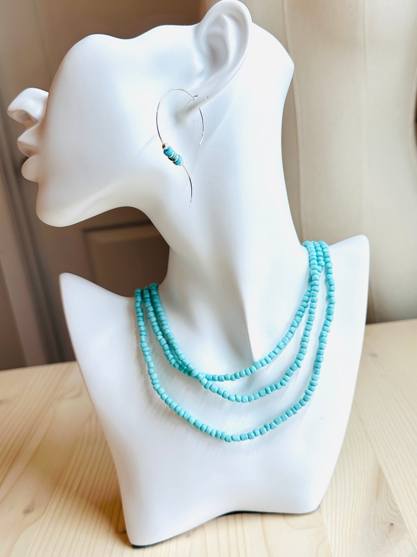 Beaded Wrap Necklace/Bracelet- Turquoise