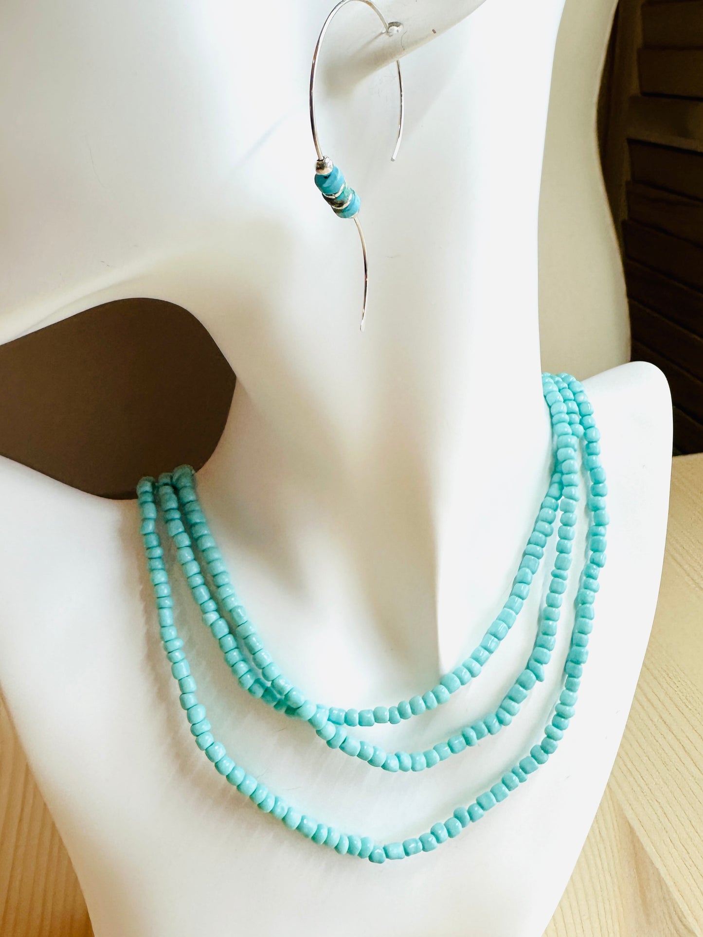 Beaded Wrap Necklace/Bracelet- Turquoise