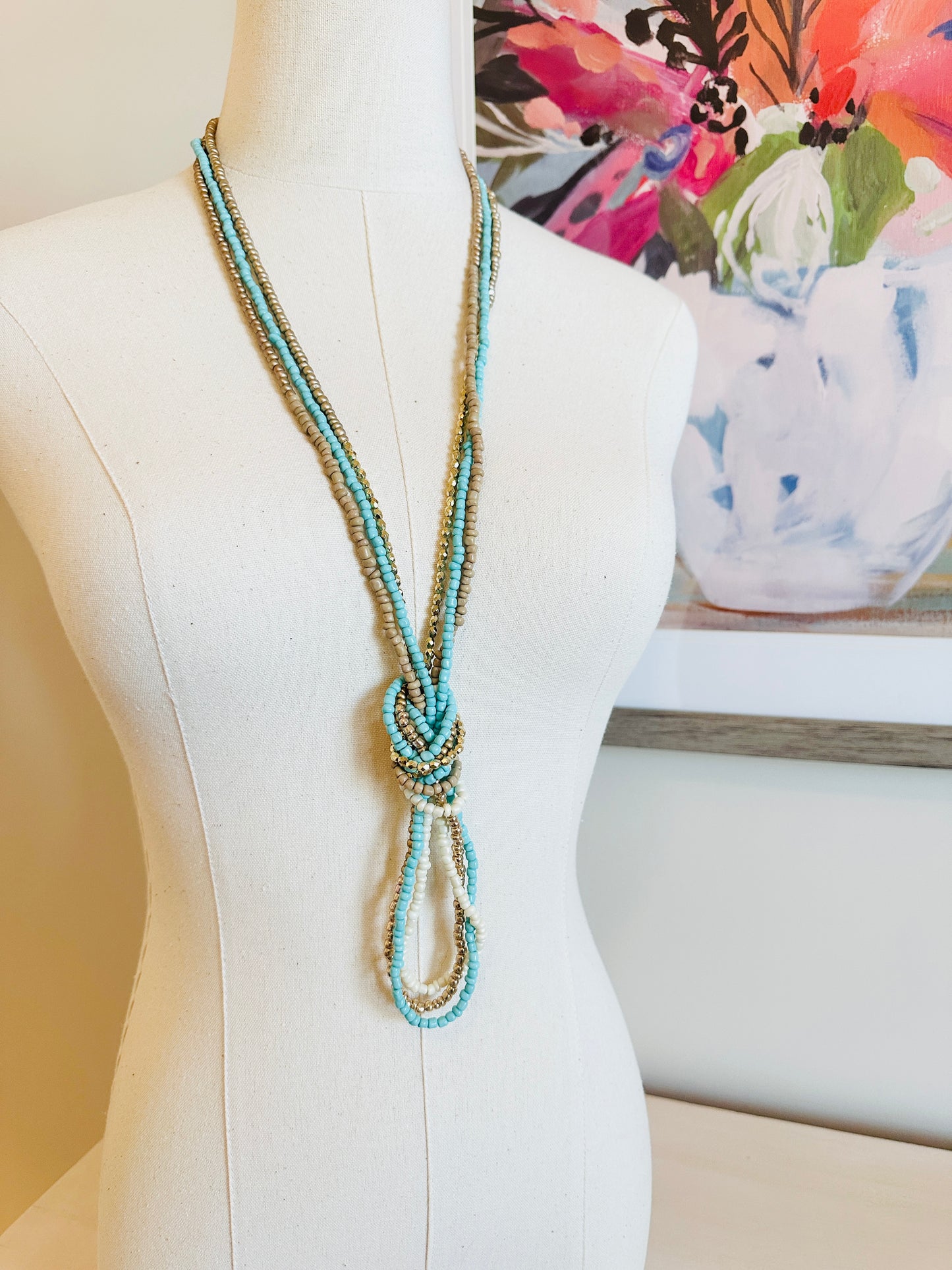 Beaded Wrap Necklace/Bracelet- Gold