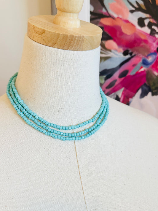Beaded Wrap Necklace/Bracelet- Turquoise