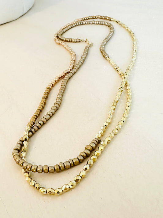 Beaded Wrap Necklace/Bracelet- Gold