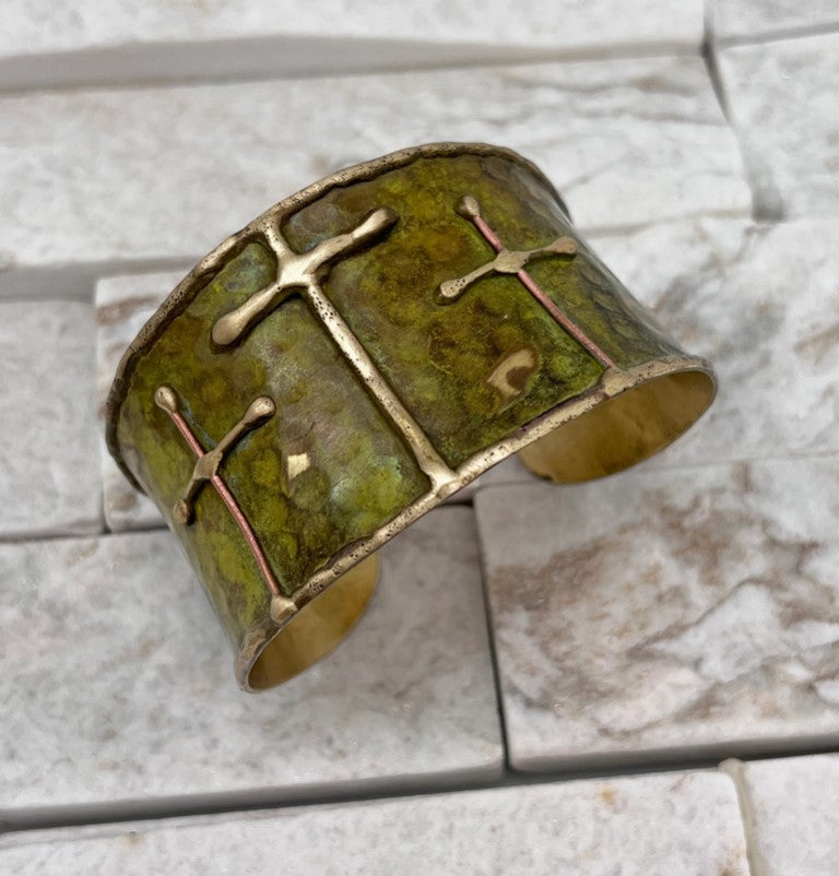 Green Cross Patina Cuff