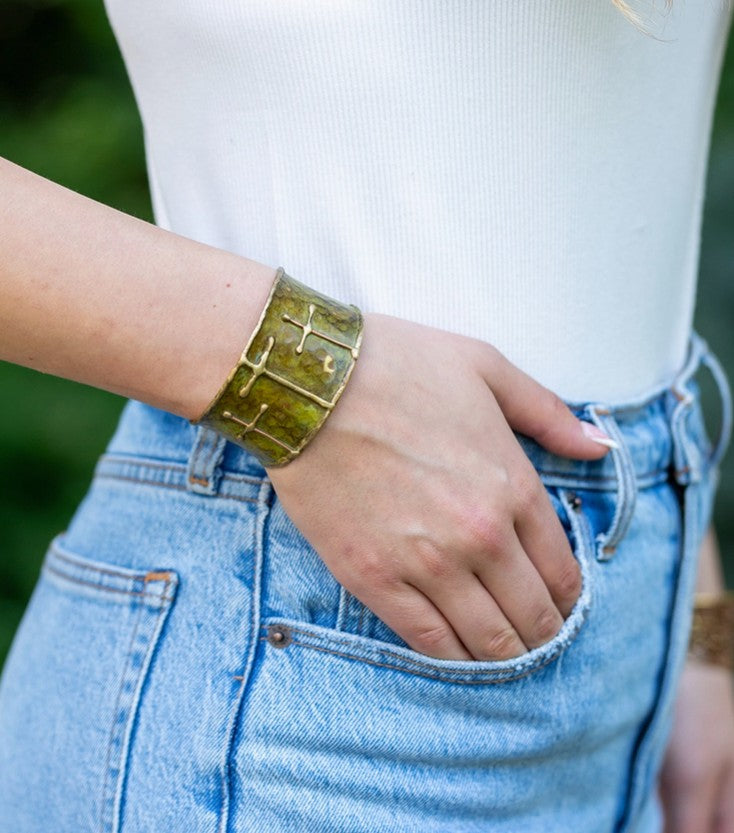 Green Cross Patina Cuff