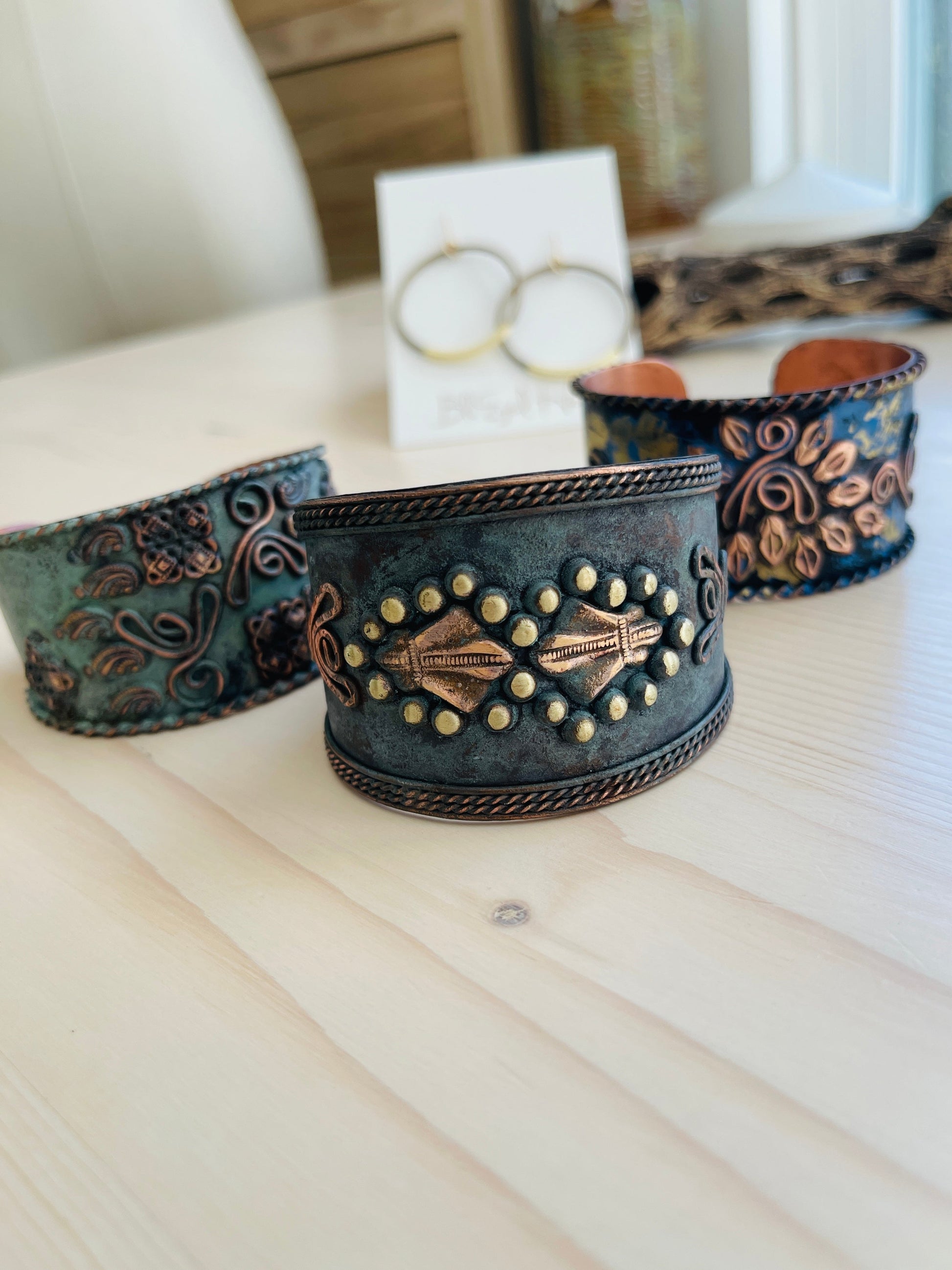 Handmade copper bracelet-cuffs