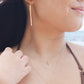 Woman wearing Gold Eternity Choker and Hammered Bar Earrings Handmade in the USA