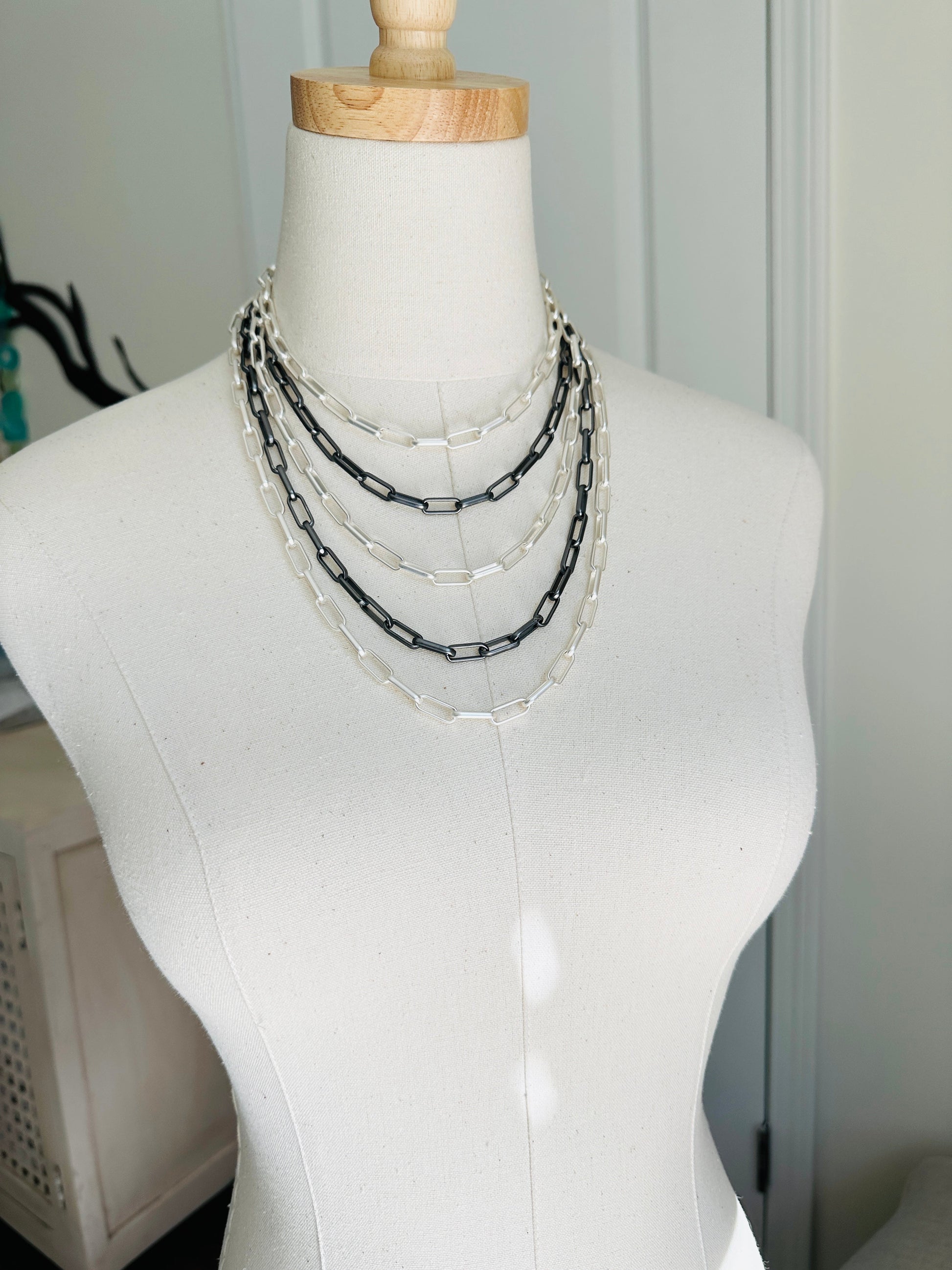 Dyan Necklace Handcrafted by BluEyed Horse in the USA on mannequin display
