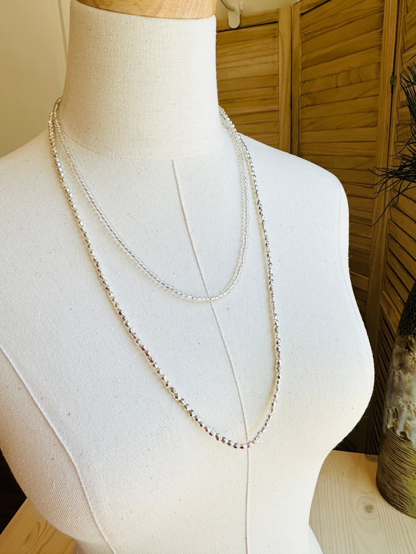 Beaded Wrap Necklace/Bracelet- Silver