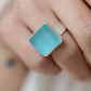 Silver Aqua Glass Ring