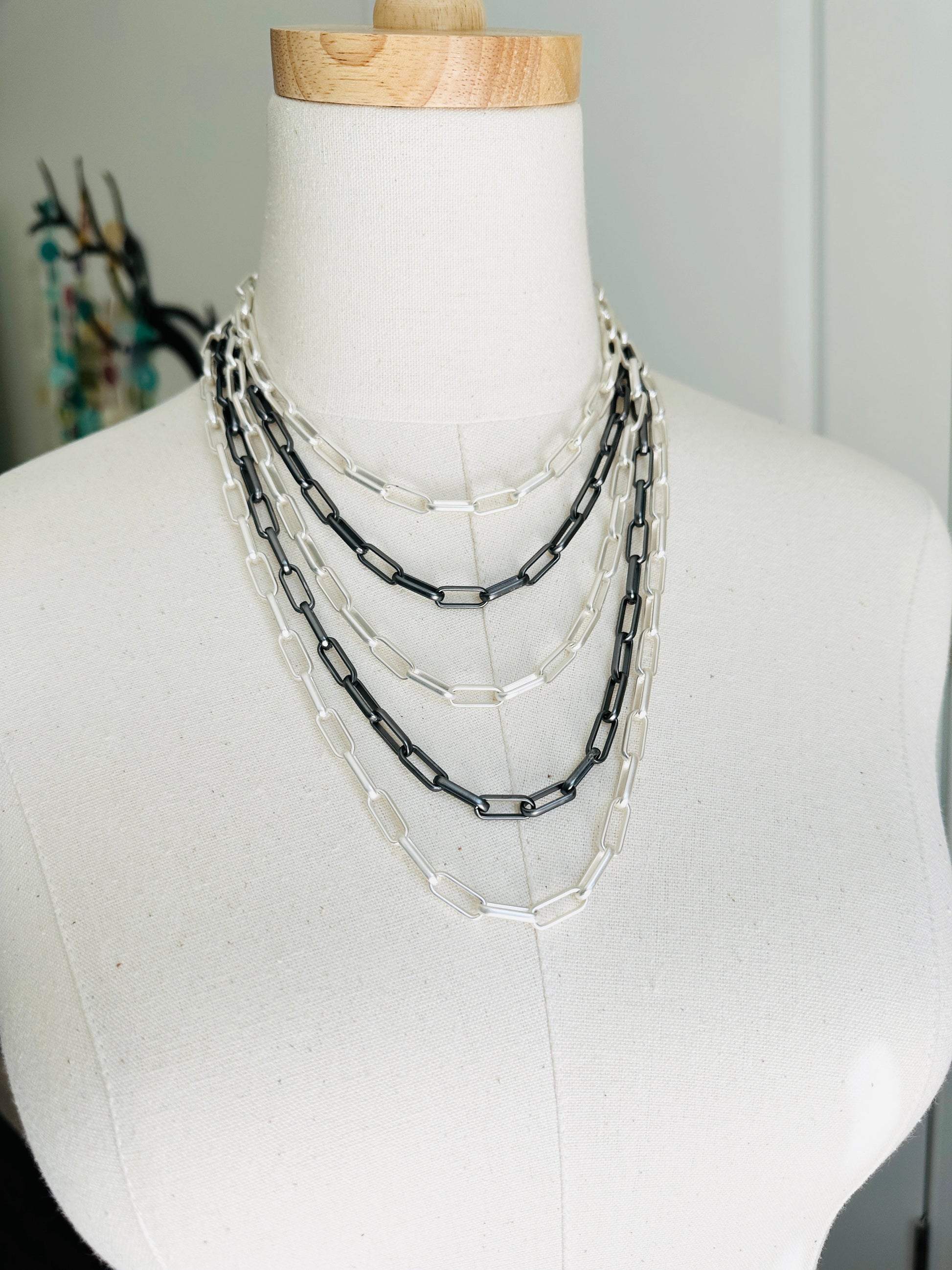 Dyan Necklace Handcrafted by BluEyed Horse in the USA on mannequin display