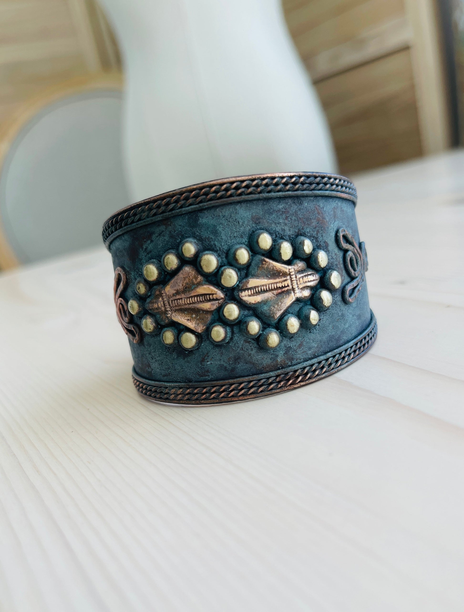 Handmade copper bracelet-cuff 