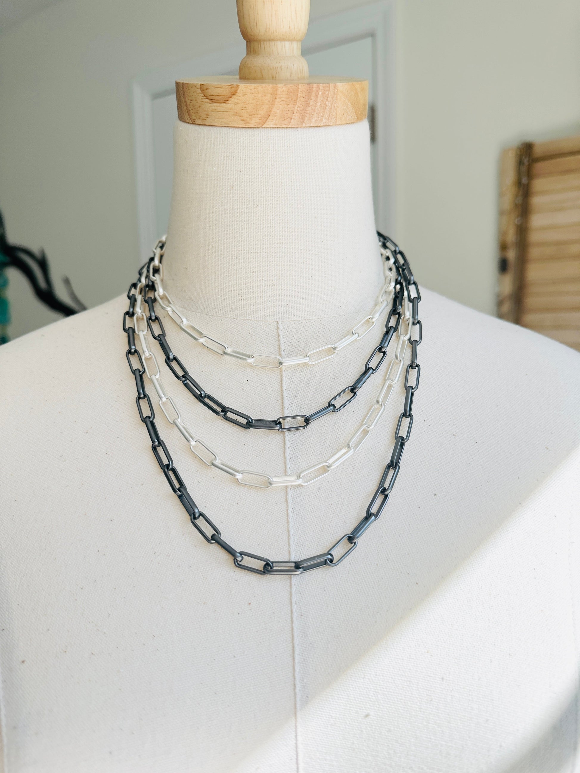 Dyan Necklace Handcrafted by BluEyed Horse in the USA on mannequin display