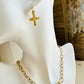 Small Hammered Cross Earrings-Gold