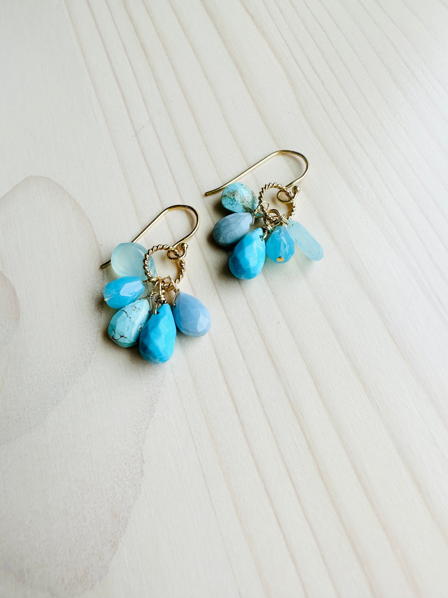 Gemstone Cluster Earrings-Turquoise