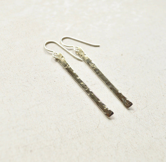 Hammered Bar Earrings that are Handmade in the USA