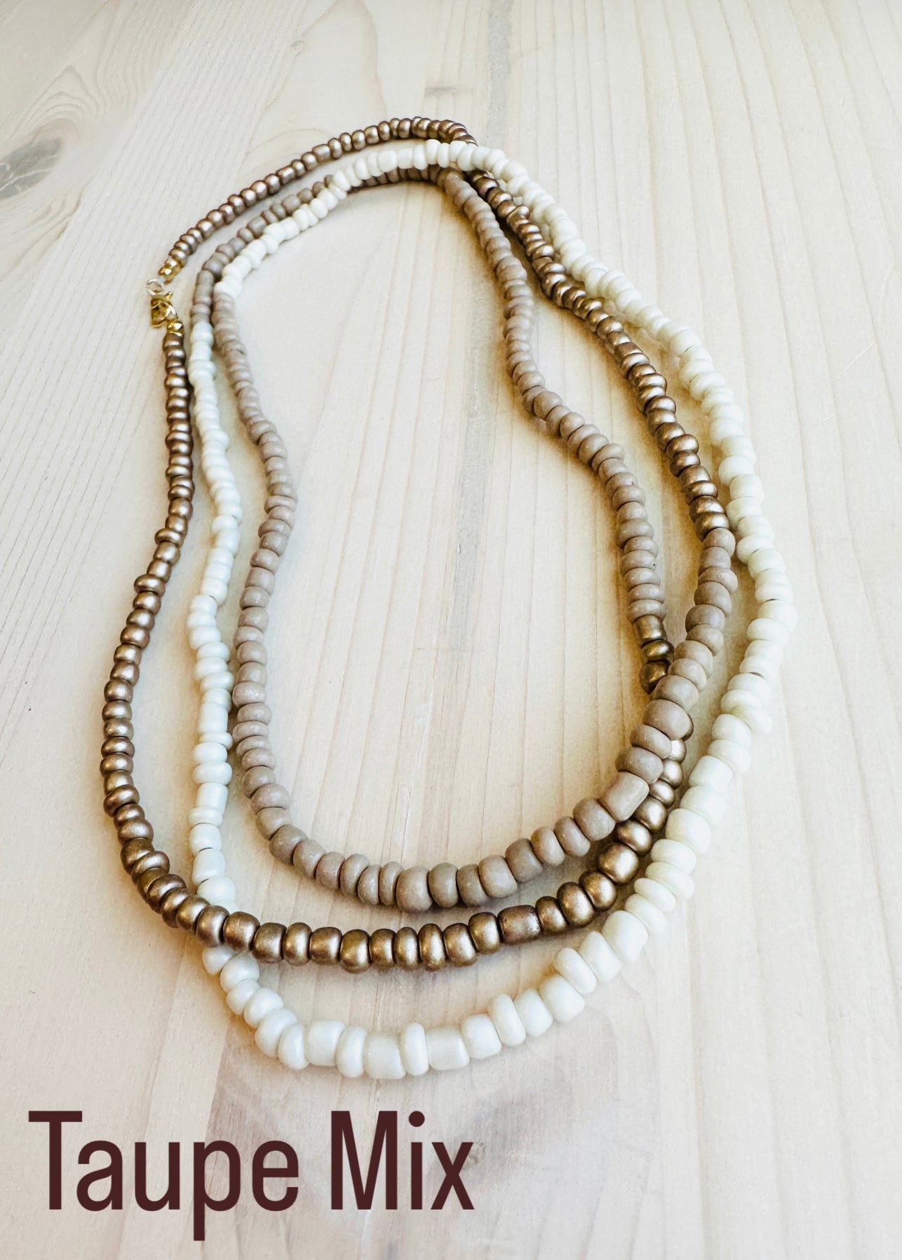 Beaded Wrap Necklace/Bracelet- Taupe Mix