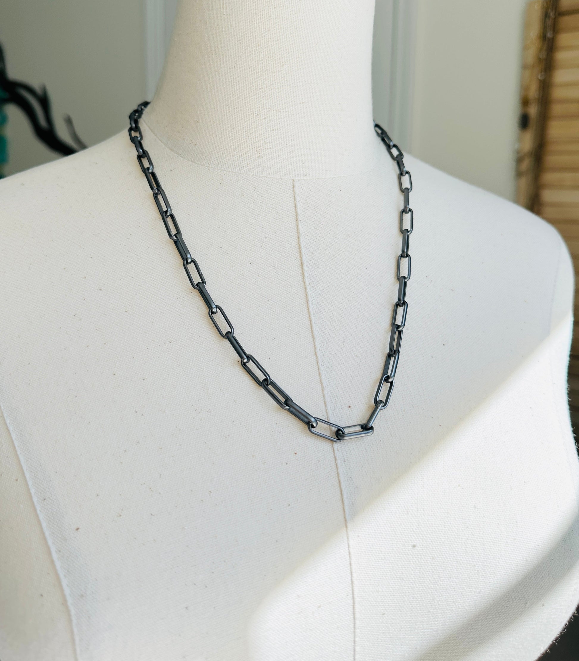 Dyan Necklace Handcrafted by BluEyed Horse in the USA on mannequin display