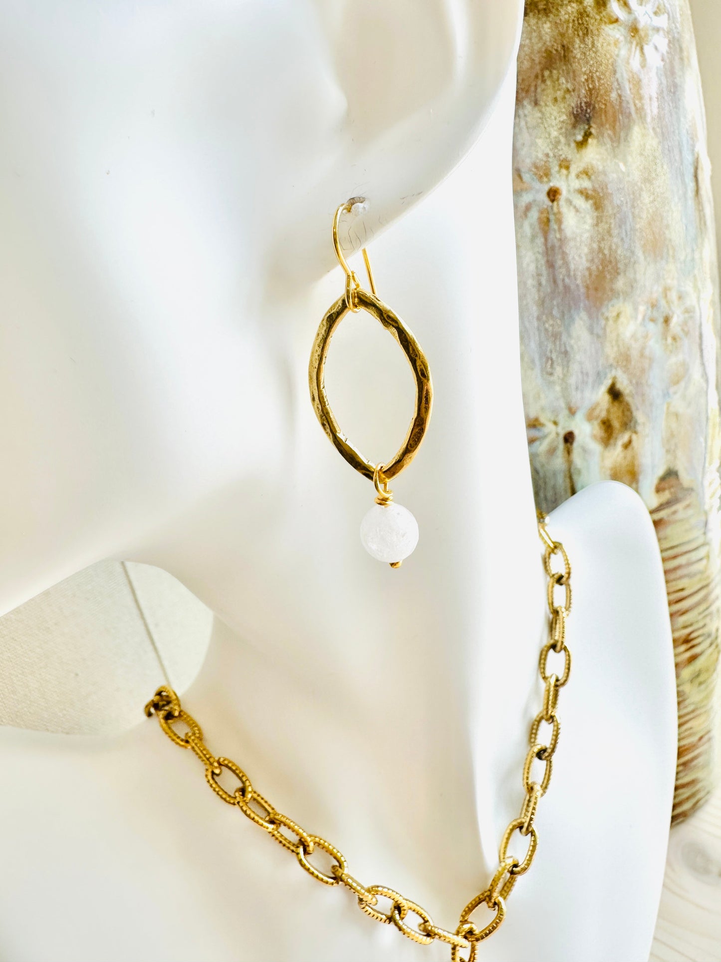 Landon Earrings-White Moonstone