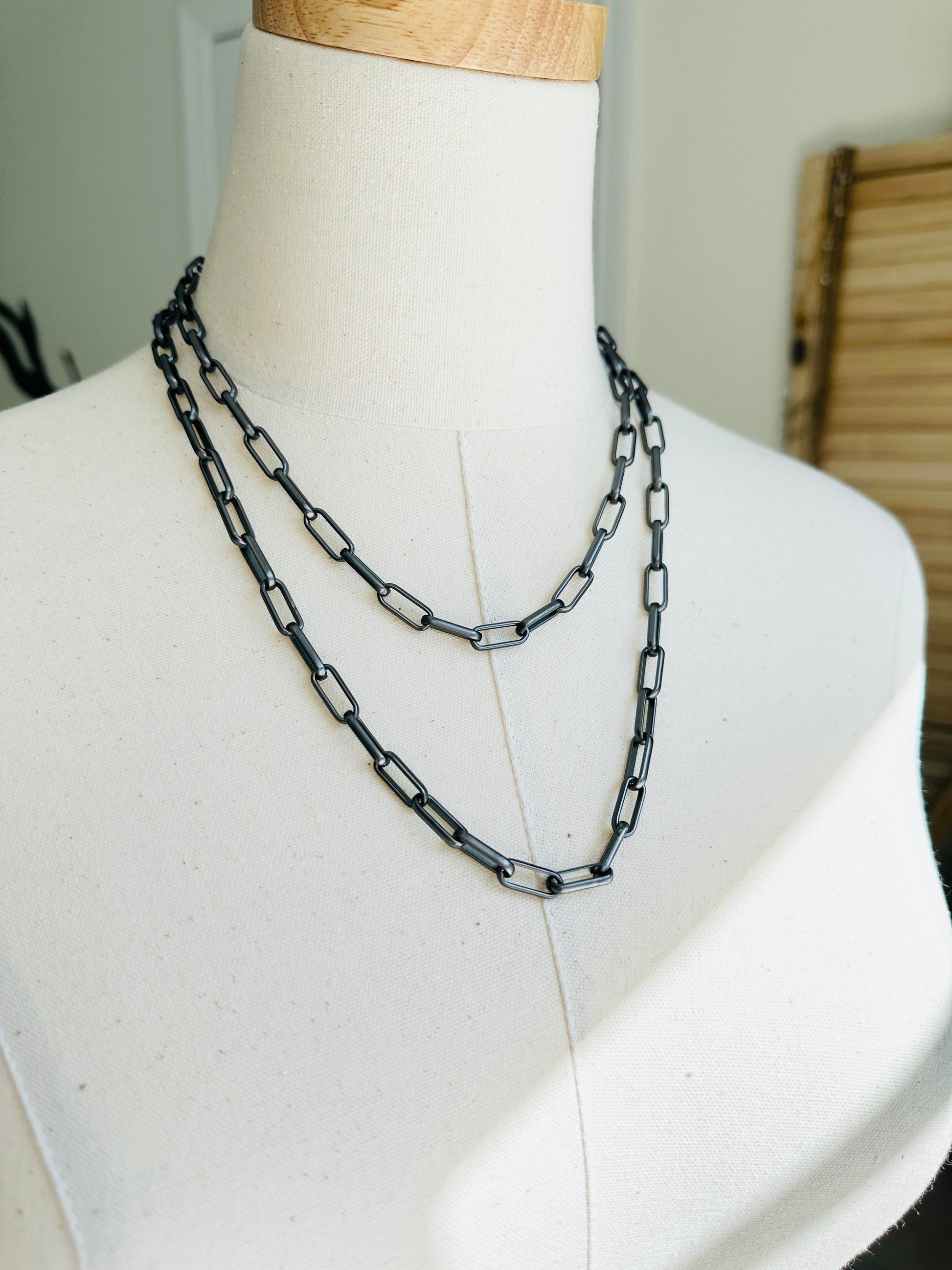 Dyan Necklace Handcrafted by BluEyed Horse in the USA on mannequin display